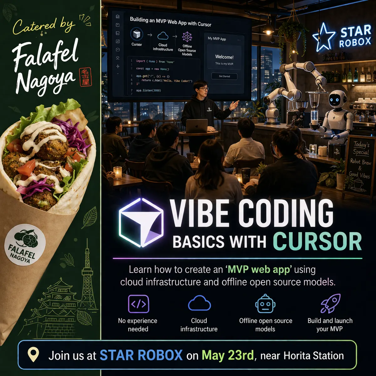 Flyer: Vibe Coding + Open Mic Dinner