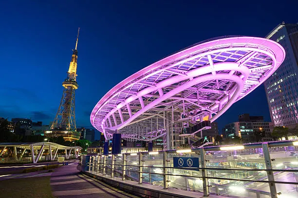 Oasis 21 and the Nagoya TV Tower at night