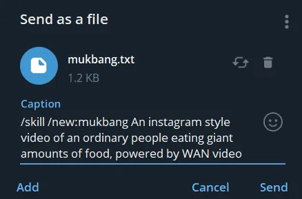 Uploading a skill file in Telegram