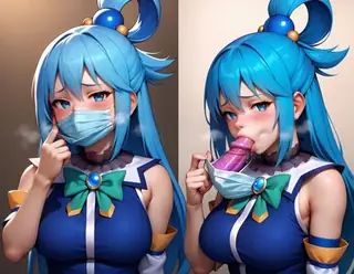 Hidden gag/dildo mask pull reveal!