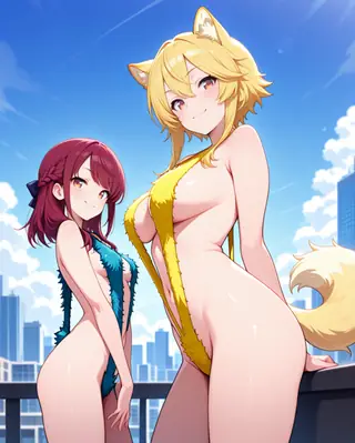 fur slingshot swimsuit