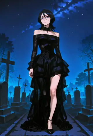 Gothic Lace Off Shoulder High Low Dress
