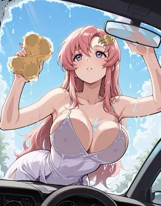 Against Windshield Washing Car Window