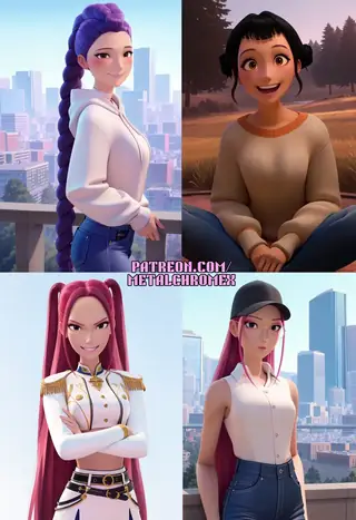 Rumi, Zoey, and Mira (KPop Demon Hunters) 2 versions Commission!