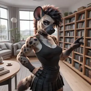 Realistic anthro spotted hyena Illustrious