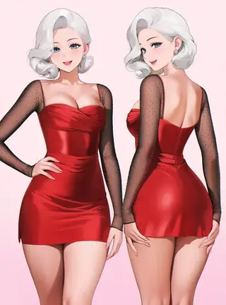 【COSTUME】Sheer Rhinestone Sleeved Dress