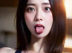 Realistic tongue out (ahegao)
